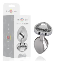 INTENSE - ALUMINUM METAL ANAL PLUG WHITE HEART SIZE M