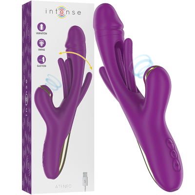 Intense - Ateneo Wiederaufladbarer Multifunktionsvibrator 7 Vibrationen Mit Lila Schwingender Und Saugen Zunge 1