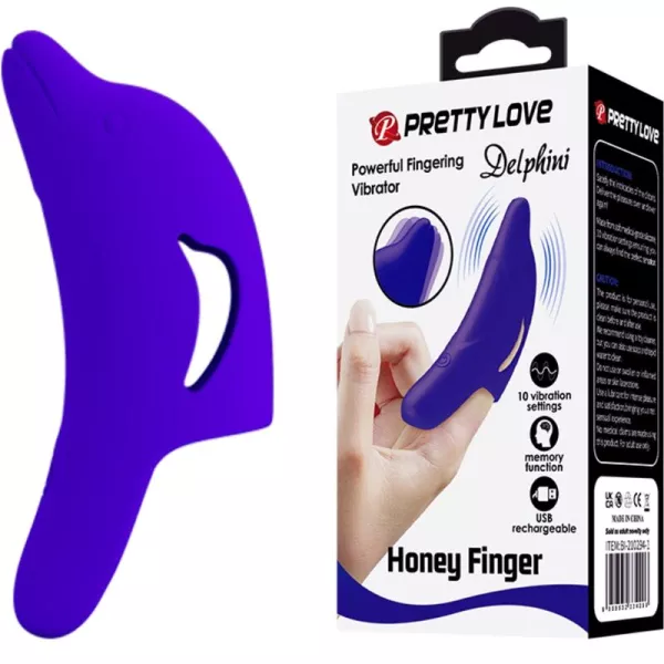 Pretty Love - Delphini Leistungsstarker Dunkelblauer Fingerstimulator 1