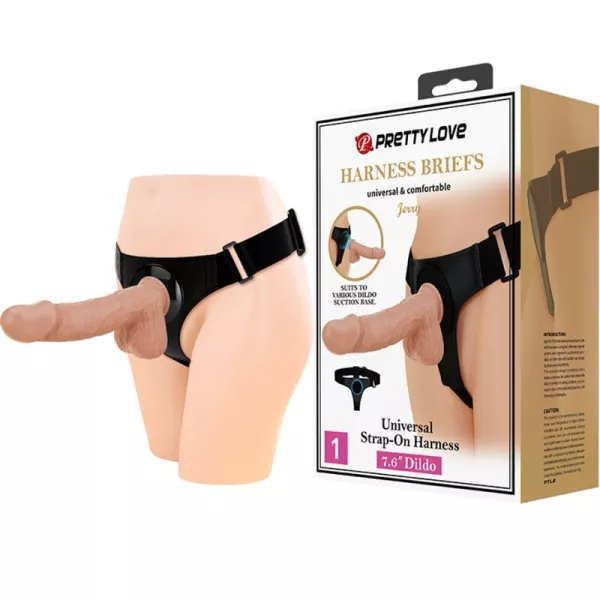 Pretty Love - Harness-Hose Universal-Harness Mit Dildo Jerry 21.8 Cm Natur 1